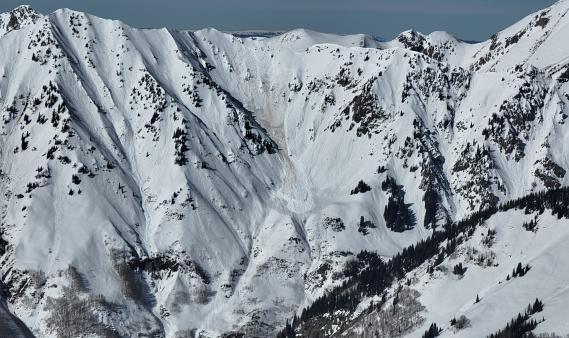 A large avalanche on a southerly aspect near Elk Mountain above Carbonate Creek outside Marble. 