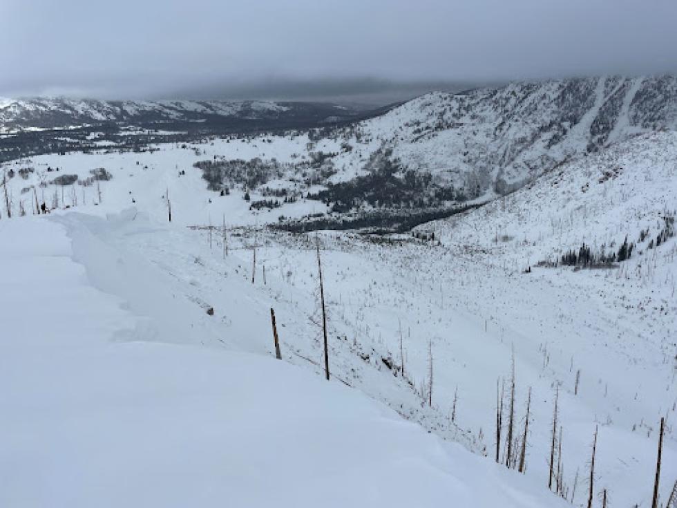 A large avalanche that failed sometime around February 17 near Little Agnes Mountain in the Zirkels.