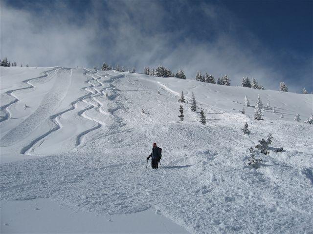 Storm slab on Wolf Cree Pass
