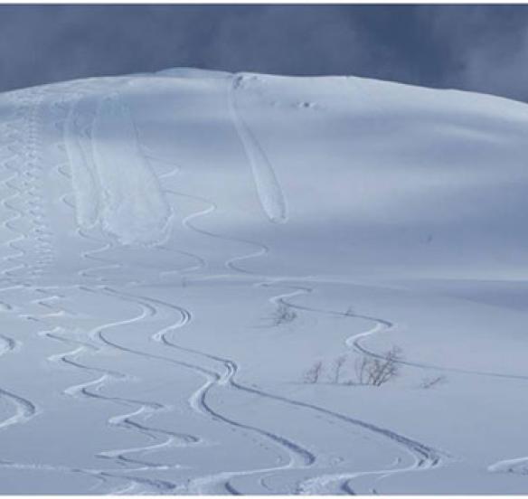 Loose Dry avalanche triggered by a skier.